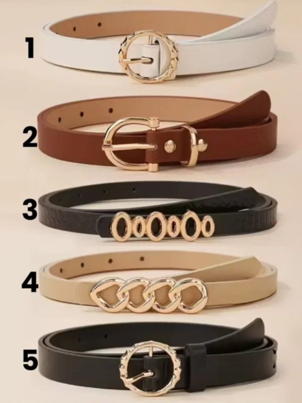 NWT Classic Faux Leather Belts Gold Hardware Neutrals Assorted 5 Styles